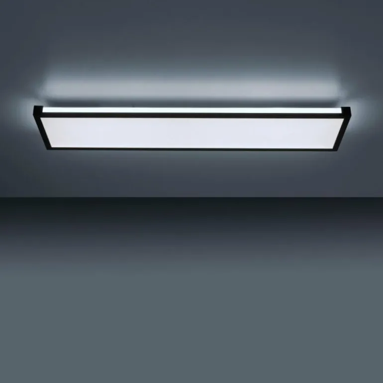 Plafonnier Leuchten-Direkt MARIO LED Noir, 1 lumière, Télécommandes, Changeur de couleurs
