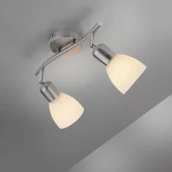 Plafonnier Leuchten-Direkt KARO Acier brossé, 2 lumières