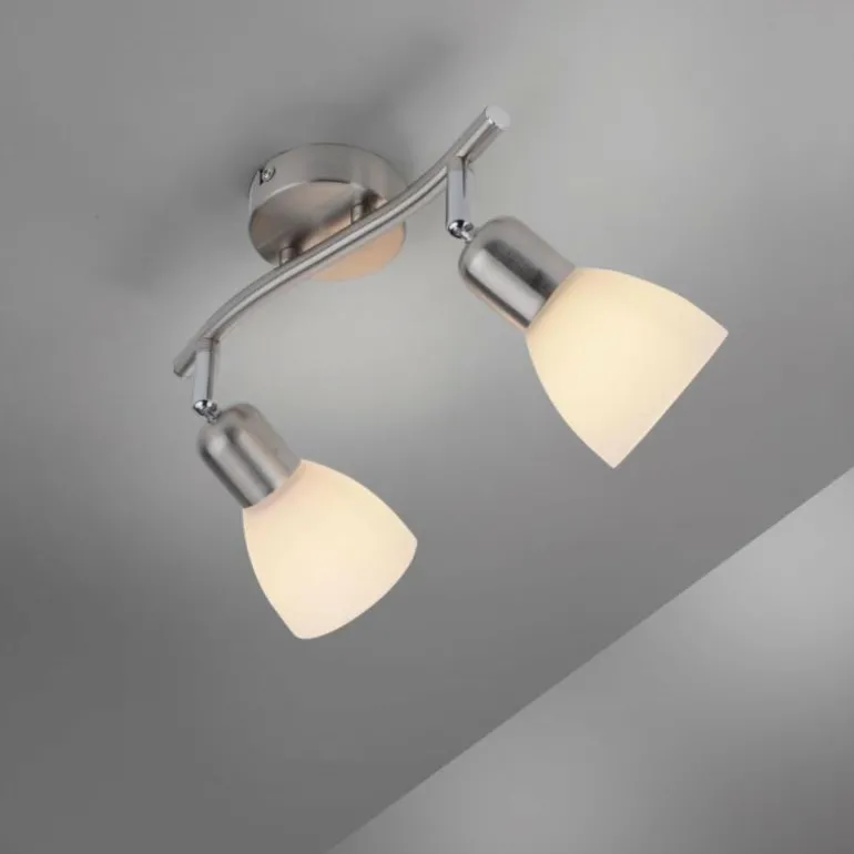 Plafonnier Leuchten-Direkt KARO Acier brossé, 2 lumières