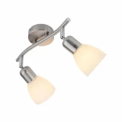 Plafonnier Leuchten-Direkt KARO Acier brossé, 2 lumières