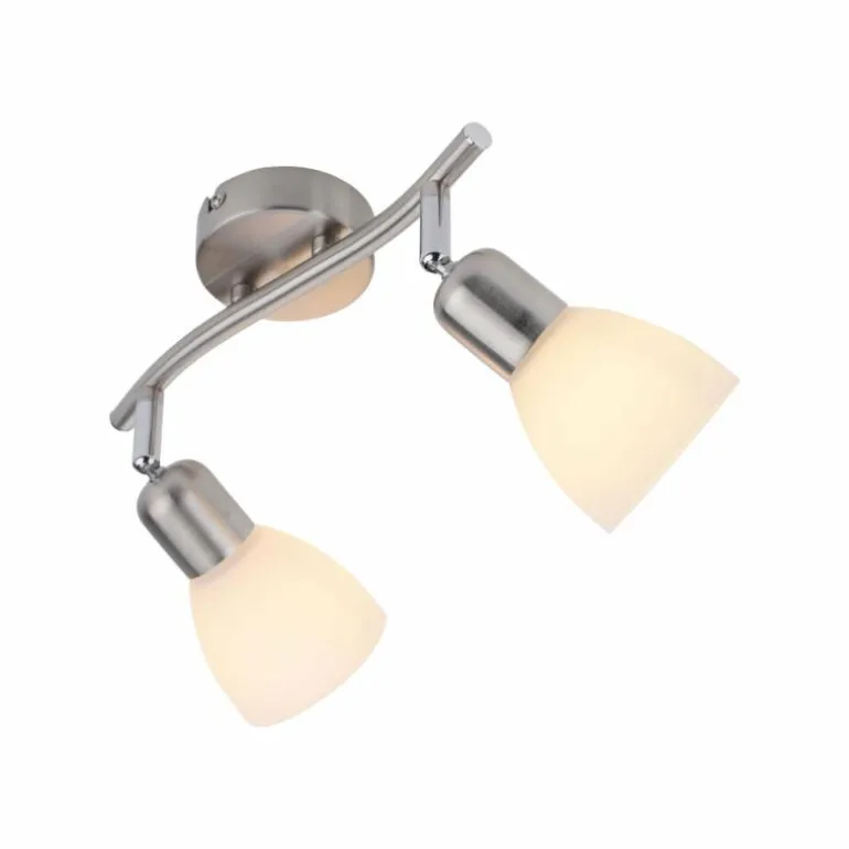 Plafonnier Leuchten-Direkt KARO Acier brossé, 2 lumières