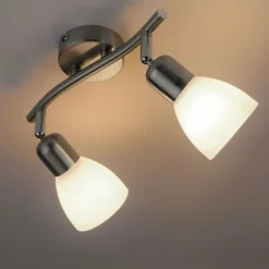 Plafonnier Leuchten-Direkt KARO Acier brossé, 2 lumières