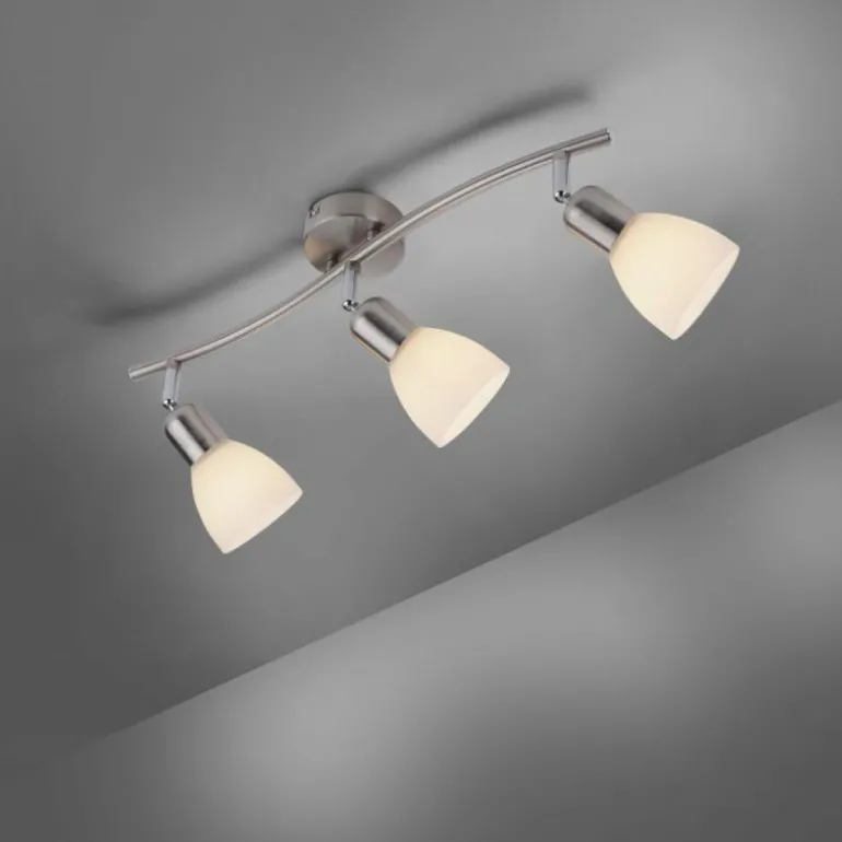 Plafonnier Leuchten-Direkt KARO Acier brossé, 3 lumières