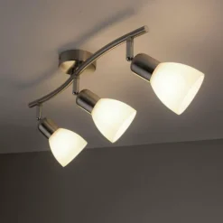 Plafonnier Leuchten-Direkt KARO Acier brossé, 3 lumières