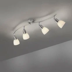 Plafonnier Leuchten-Direkt KARO Acier brossé, 4 lumières