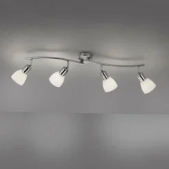 Plafonnier Leuchten-Direkt KARO Acier brossé, 4 lumières