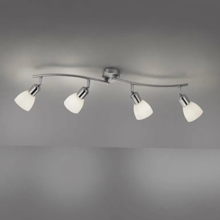 Plafonnier Leuchten-Direkt KARO Acier brossé, 4 lumières