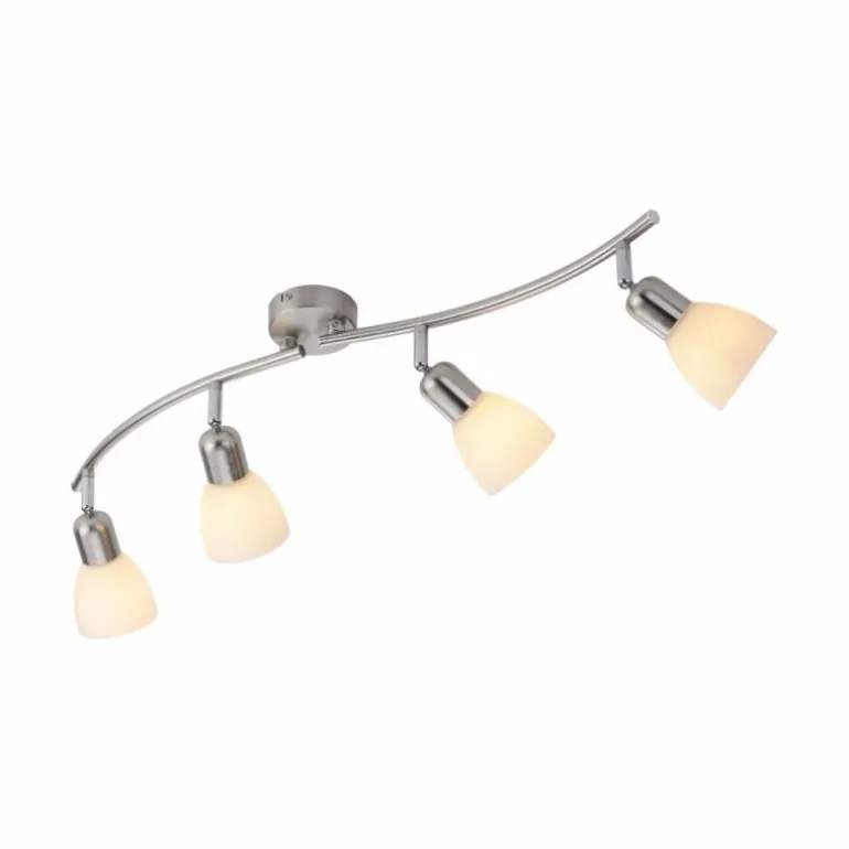 Plafonnier Leuchten-Direkt KARO Acier brossé, 4 lumières