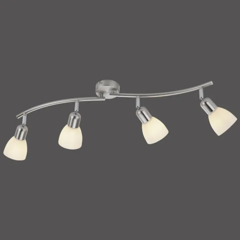 Plafonnier Leuchten-Direkt KARO Acier brossé, 4 lumières