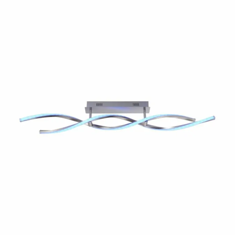 Plafonnier Leuchten-Direkt LOLAsmart-SWING LED Acier brossé, 2 lumières, Télécommandes, Changeur de couleurs