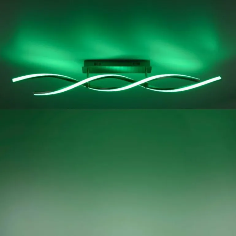 Plafonnier Leuchten-Direkt LOLAsmart-SWING LED Acier brossé, 2 lumières, Télécommandes, Changeur de couleurs