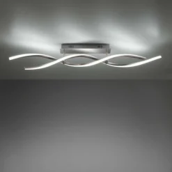 Plafonnier Leuchten-Direkt LOLAsmart-SWING LED Acier brossé, 2 lumières, Télécommandes, Changeur de couleurs