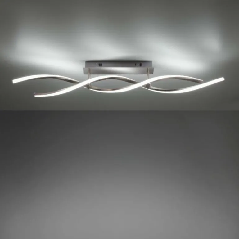 Plafonnier Leuchten-Direkt LOLAsmart-SWING LED Acier brossé, 2 lumières, Télécommandes, Changeur de couleurs