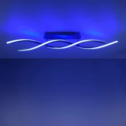 Plafonnier Leuchten-Direkt LOLAsmart-SWING LED Acier brossé, 2 lumières, Télécommandes, Changeur de couleurs