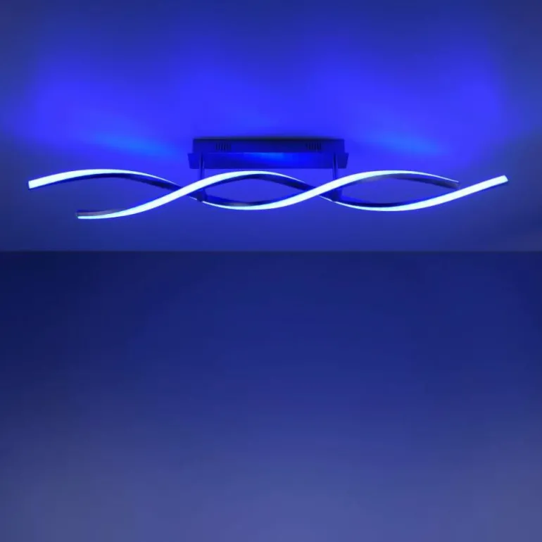 Plafonnier Leuchten-Direkt LOLAsmart-SWING LED Acier brossé, 2 lumières, Télécommandes, Changeur de couleurs