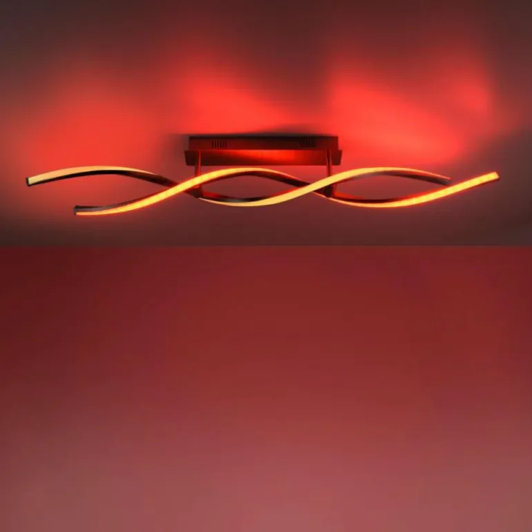 Plafonnier Leuchten-Direkt LOLAsmart-SWING LED Acier brossé, 2 lumières, Télécommandes, Changeur de couleurs