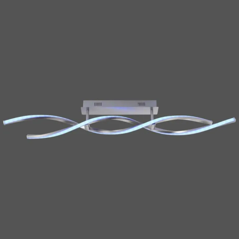 Plafonnier Leuchten-Direkt LOLAsmart-SWING LED Acier brossé, 2 lumières, Télécommandes, Changeur de couleurs