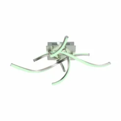 Plafonnier Leuchten-Direkt LOLAsmart-SWING LED Acier brossé, 4 lumières, Télécommandes, Changeur de couleurs