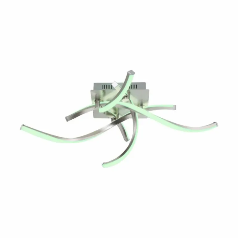 Plafonnier Leuchten-Direkt LOLAsmart-SWING LED Acier brossé, 4 lumières, Télécommandes, Changeur de couleurs