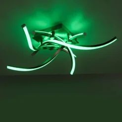 Plafonnier Leuchten-Direkt LOLAsmart-SWING LED Acier brossé, 4 lumières, Télécommandes, Changeur de couleurs