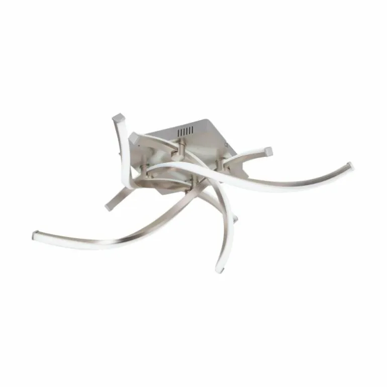 Plafonnier Leuchten-Direkt LOLAsmart-SWING LED Acier brossé, 4 lumières, Télécommandes, Changeur de couleurs