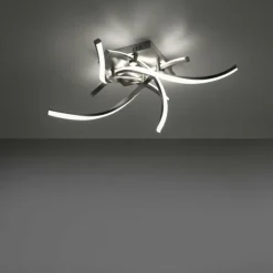 Plafonnier Leuchten-Direkt LOLAsmart-SWING LED Acier brossé, 4 lumières, Télécommandes, Changeur de couleurs