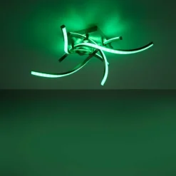 Plafonnier Leuchten-Direkt LOLAsmart-SWING LED Acier brossé, 4 lumières, Télécommandes, Changeur de couleurs