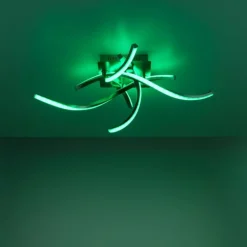 Plafonnier Leuchten-Direkt LOLAsmart-SWING LED Acier brossé, 4 lumières, Télécommandes, Changeur de couleurs