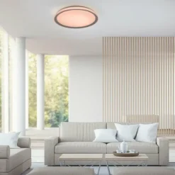 Plafonnier Leuchten-Direkt LOLAsmart-KARI LED Argenté, 1 lumière, Télécommandes, Changeur de couleurs