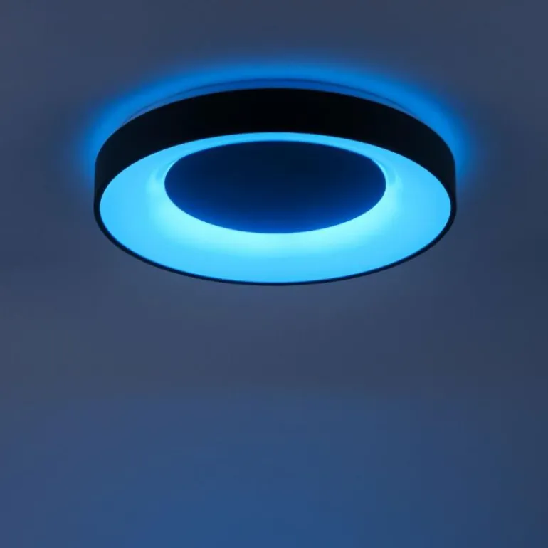 Plafonnier Leuchten-Direkt LOLAsmart-ANIKA LED Anthracite, 1 lumière, Télécommandes, Changeur de couleurs