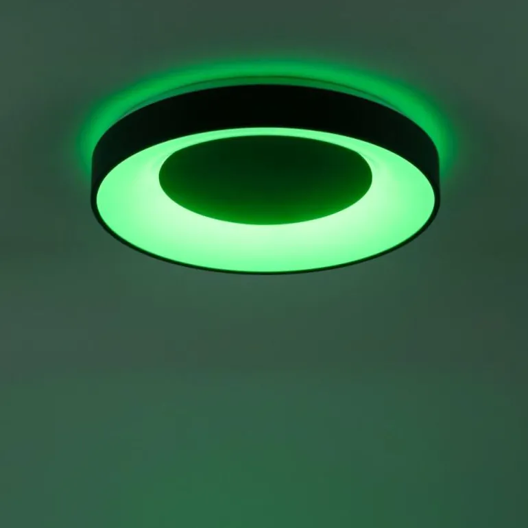 Plafonnier Leuchten-Direkt LOLAsmart-ANIKA LED Anthracite, 1 lumière, Télécommandes, Changeur de couleurs