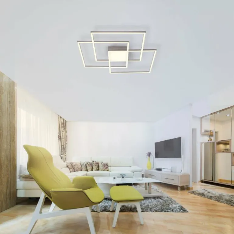 Plafonnier Leuchten-Direkt ASMIN LED Acier brossé, 3 lumières, Télécommandes