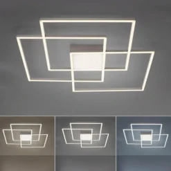 Plafonnier Leuchten-Direkt ASMIN LED Acier brossé, 3 lumières, Télécommandes