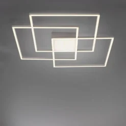 Plafonnier Leuchten-Direkt ASMIN LED Acier brossé, 3 lumières, Télécommandes