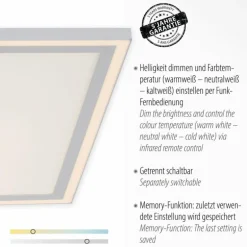 Plafonnier Leuchten-Direkt EDGING LED Blanc, 1 lumière, Télécommandes