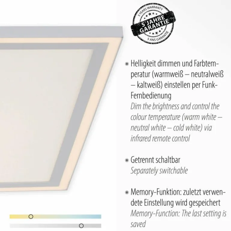 Plafonnier Leuchten-Direkt EDGING LED Blanc, 1 lumière, Télécommandes