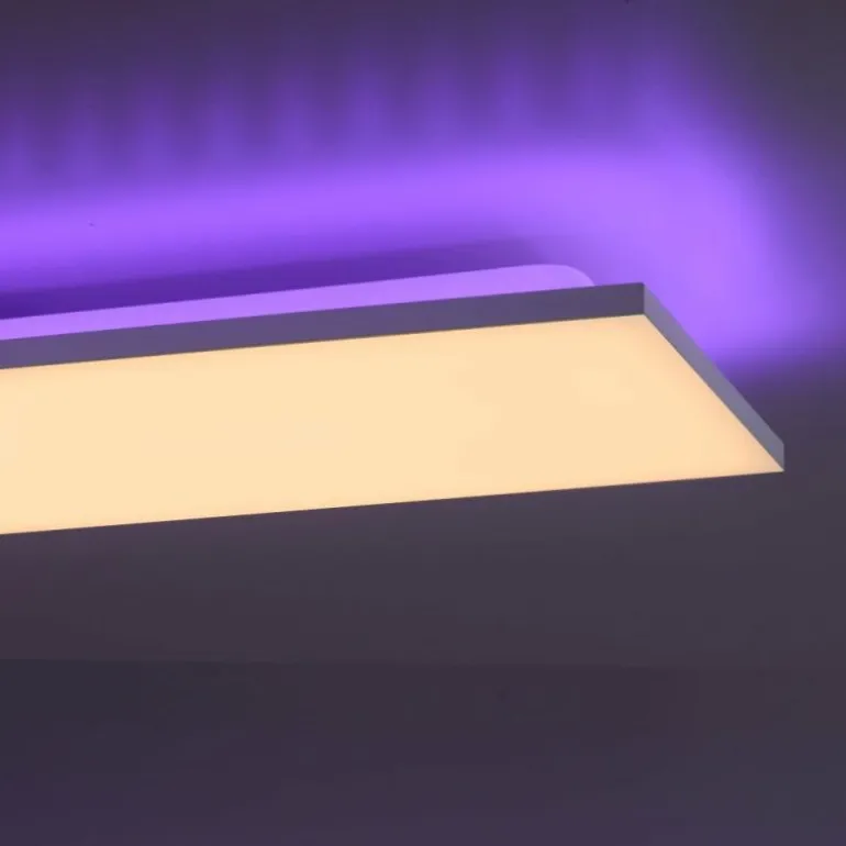 Plafonnier Leuchten-Direkt GUSTAV LED Blanc, 1 lumière, Télécommandes, Changeur de couleurs