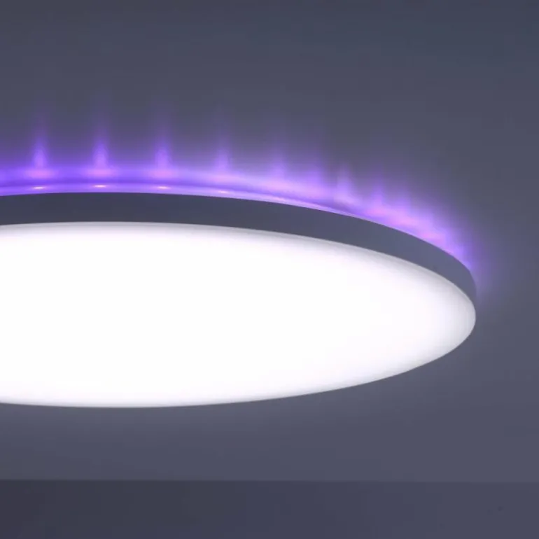 Plafonnier Leuchten-Direkt GUSTAV LED Blanc, 1 lumière, Télécommandes, Changeur de couleurs