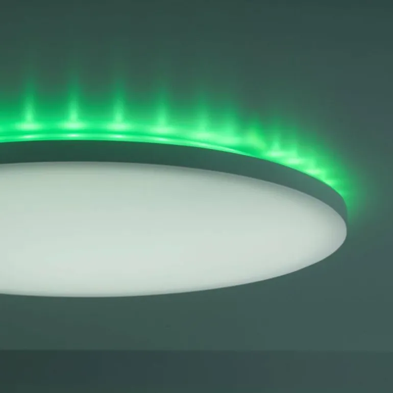 Plafonnier Leuchten-Direkt GUSTAV LED Blanc, 1 lumière, Télécommandes, Changeur de couleurs