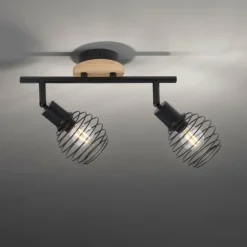 Plafonnier Leuchten-Direkt EUGEN Écru, Noir, 2 lumières