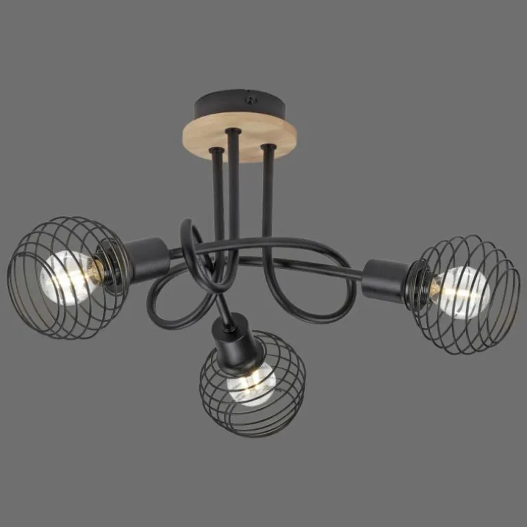 Plafonnier Leuchten-Direkt EUGEN Écru, Noir, 3 lumières