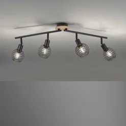 Plafonnier Leuchten-Direkt EUGEN Écru, Noir, 4 lumières