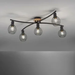 Plafonnier Leuchten-Direkt EUGEN Écru, Noir, 5 lumières