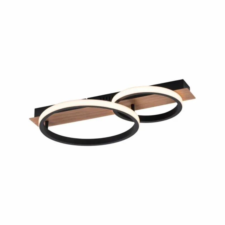 Plafonnier Leuchten-Direkt Trooper LED Couleur bois, Noir, 1 lumière