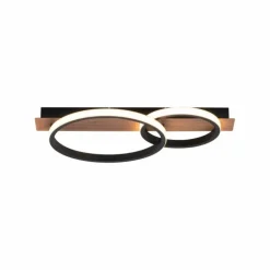 Plafonnier Leuchten-Direkt Trooper LED Couleur bois, Noir, 1 lumière