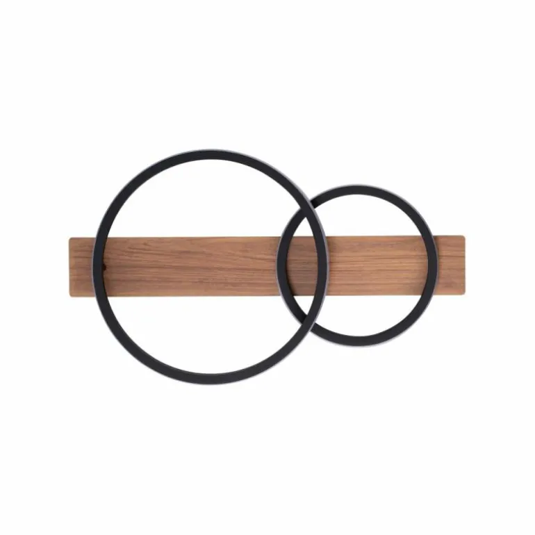 Plafonnier Leuchten-Direkt Trooper LED Couleur bois, Noir, 1 lumière