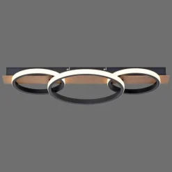 Plafonnier Leuchten-Direkt Trooper LED Couleur bois, Noir, 1 lumière