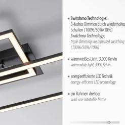Plafonnier Leuchten-Direkt IVEN LED Noir, 1 lumière