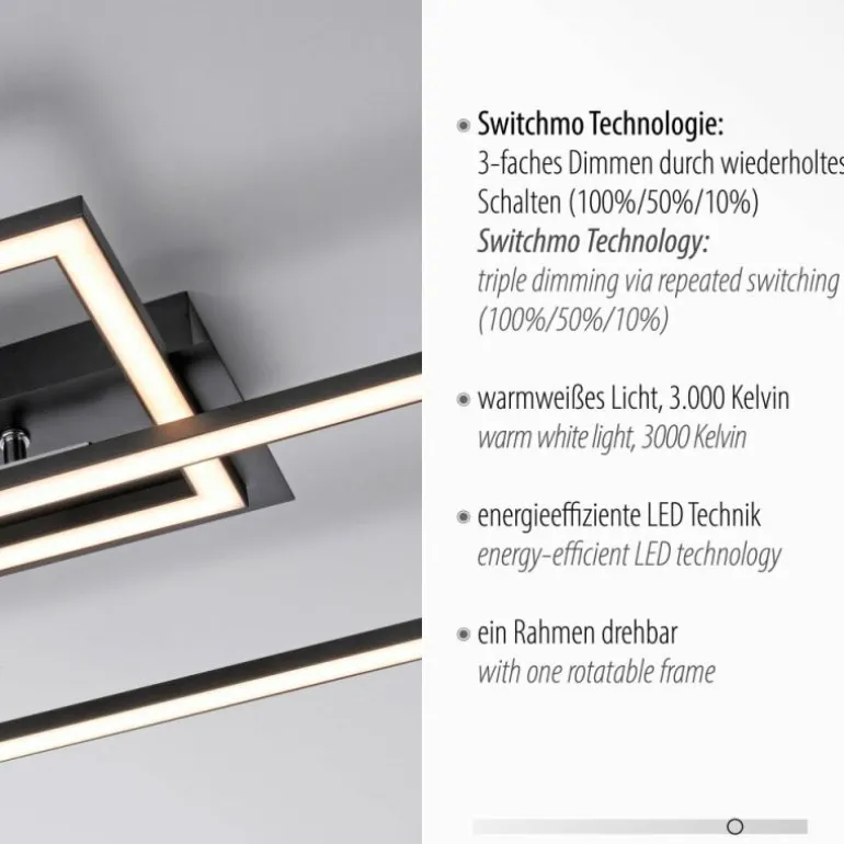 Plafonnier Leuchten-Direkt IVEN LED Noir, 1 lumière