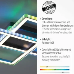Plafonnier Leuchten-Direkt FELIX60 LED Acier brossé, 1 lumière, Télécommandes, Changeur de couleurs